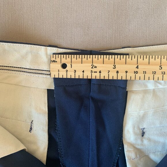 Vintage Aero Mode ALTERED Navy Blue Pleated Uniform Dress Pants Office 80s 90s - Picture 15 of 16